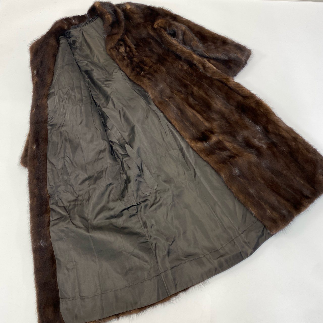 57a14 デミバフミンク 丈110cm 超ロングコート サイズ11 ブラウン 本毛皮 Mink Fur Super Long Coatt18r