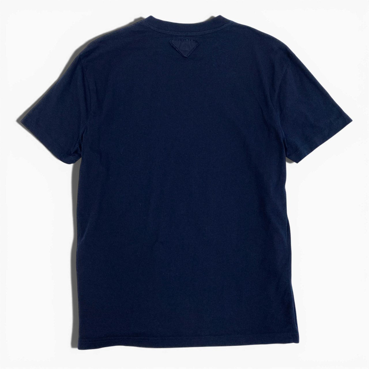 46a30 PRADA プラダ 半袖Tシャツ クルーネックTシャツ 三角ロゴ トップス Mサイズ ネイビー コットン100％ レディース 女性用o07t