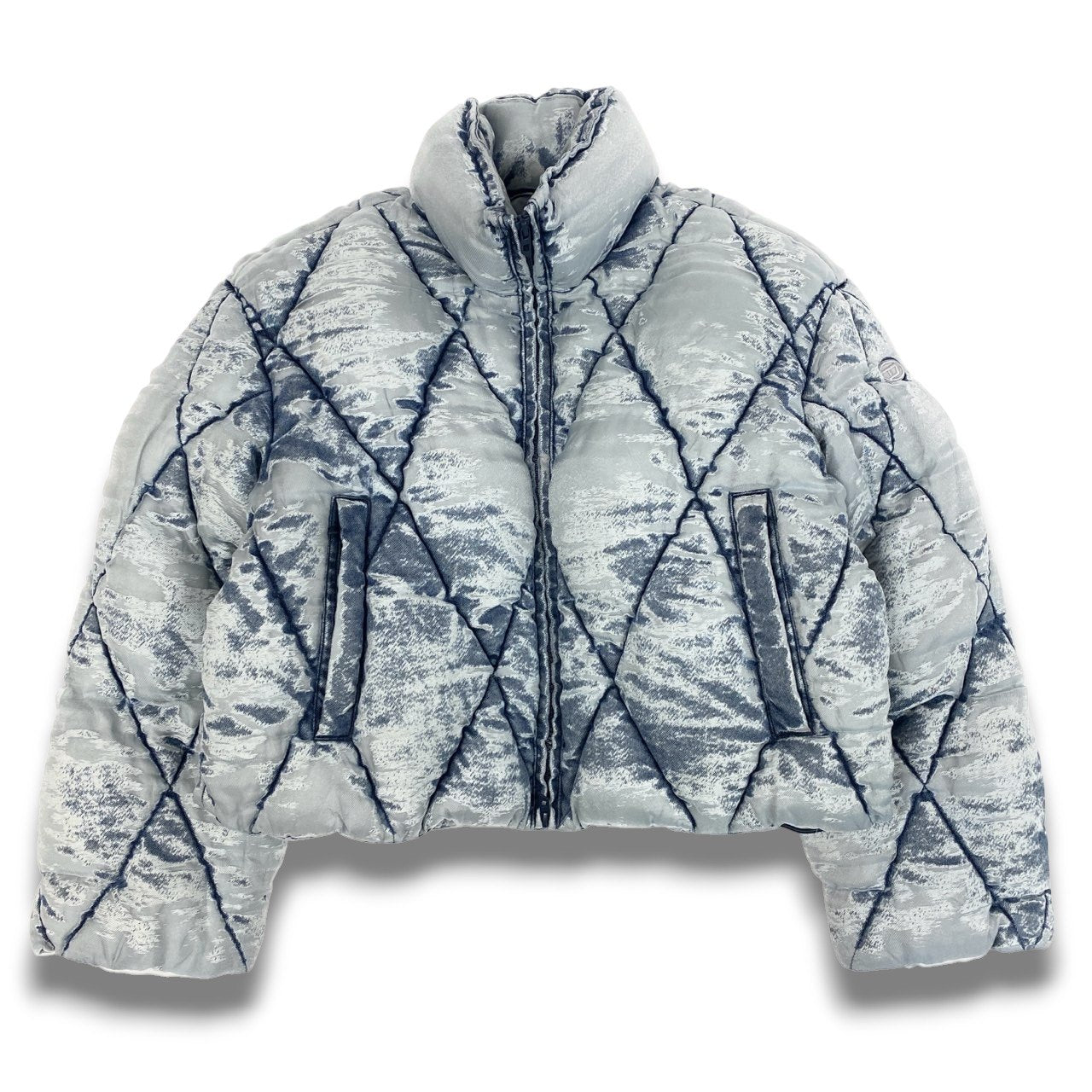 Ac16 定価￥111,100 DIESEL ディーゼル W-HISTEL Puffer Jacket パファージャケット サイズ36 / 165 インディゴブルー バーンアウトウォッシュ加工t18r