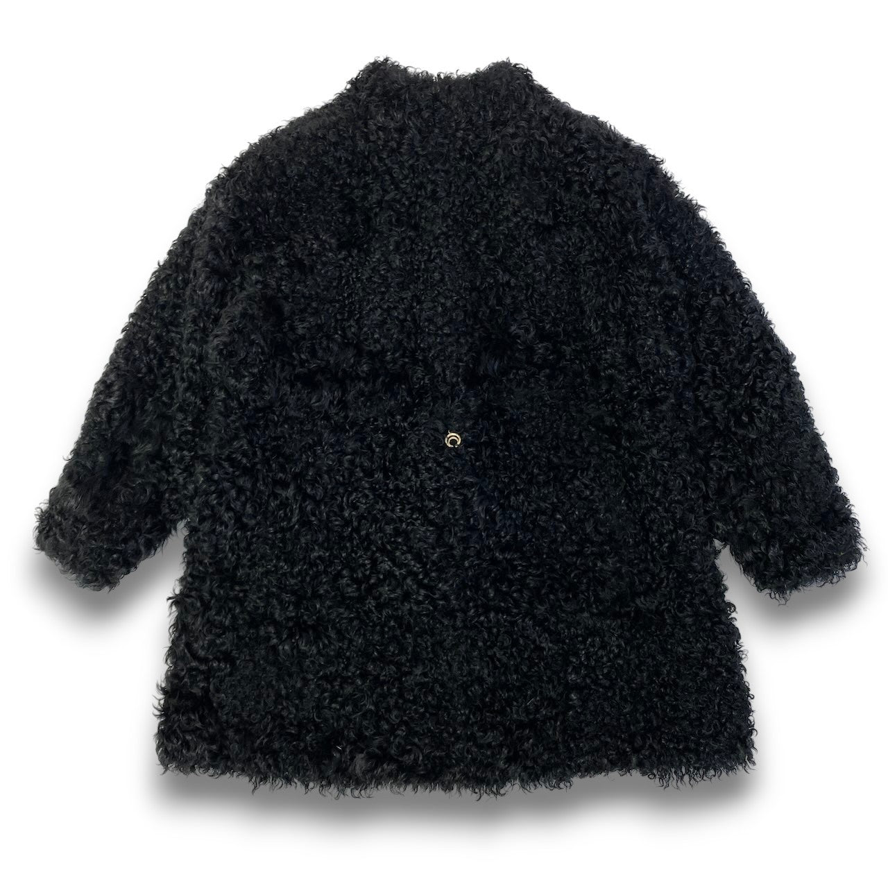 18c21 EMBA エンバ カルガンラム ロングファーコート サイズF ブラック 本毛皮 Real Fur Coat プードルファーt18r