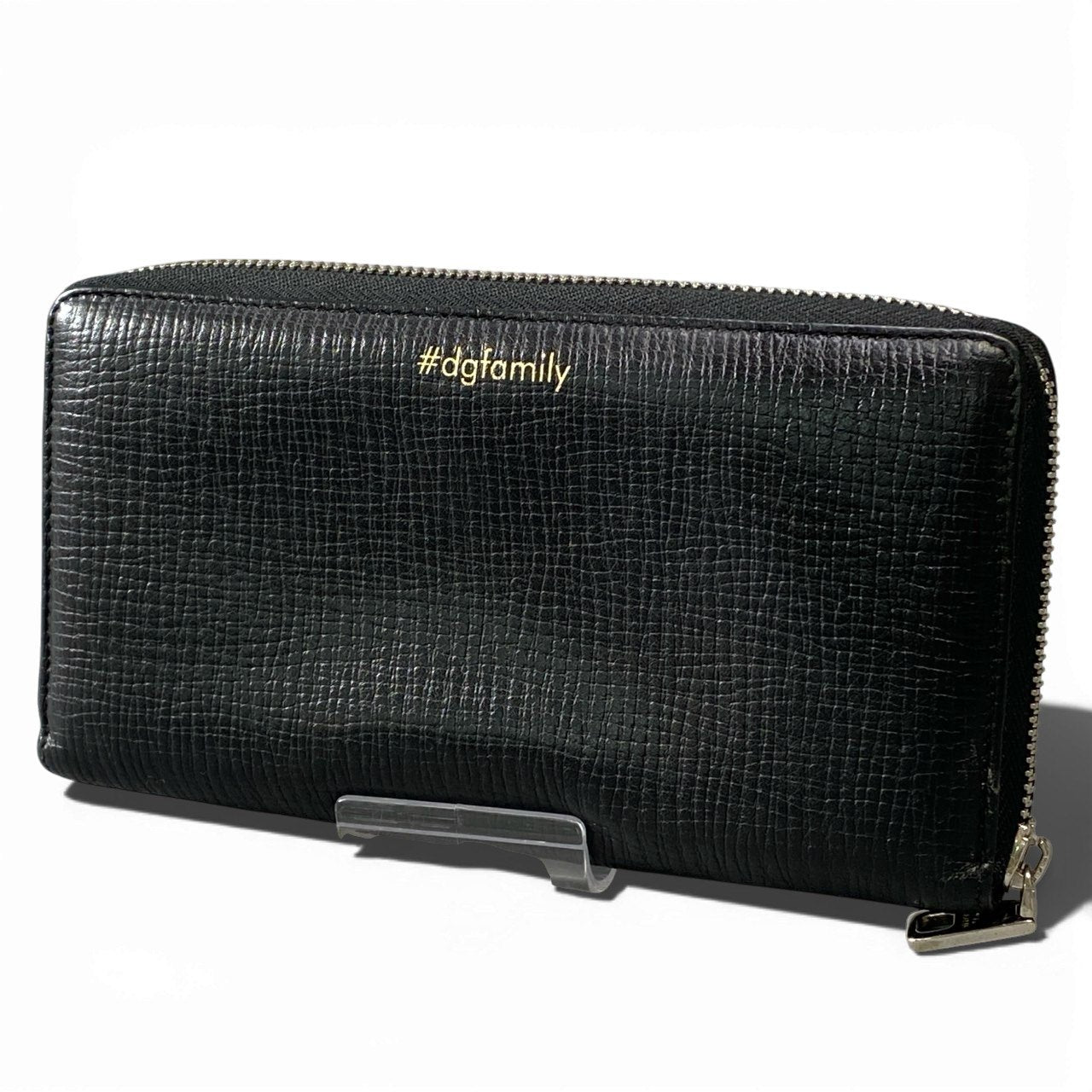 a5 DOLCE&GABBANA ドルチェアンドガッバーナ ラウンドファスナー 長財布 パッチ装飾 レザー 革 ブラック メンズ レディース ユニセックスk02i