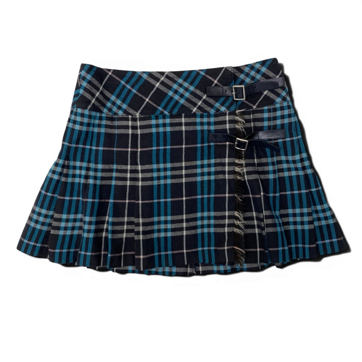 Ig9 BURBERRY LONDON BLUE LABEL バーバリーロンドン ブルーレーベル ラップスカート ミニスカート チェック柄 サイズ36 マルチカラー ウール100％ レディースo07t