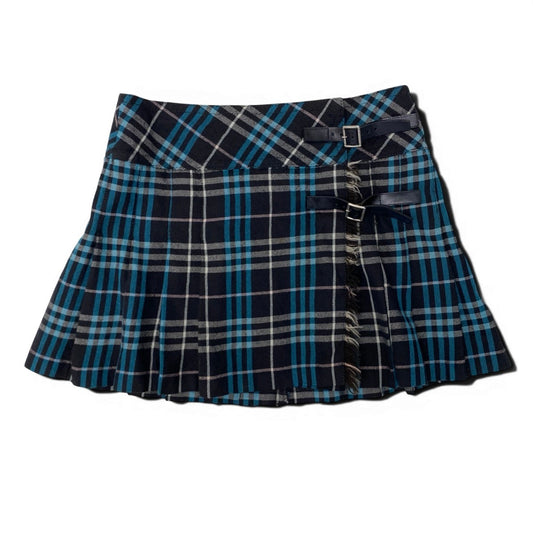 Ig9 BURBERRY LONDON BLUE LABEL バーバリーロンドン ブルーレーベル ラップスカート ミニスカート チェック柄 サイズ36 マルチカラー ウール100％ レディースo07t