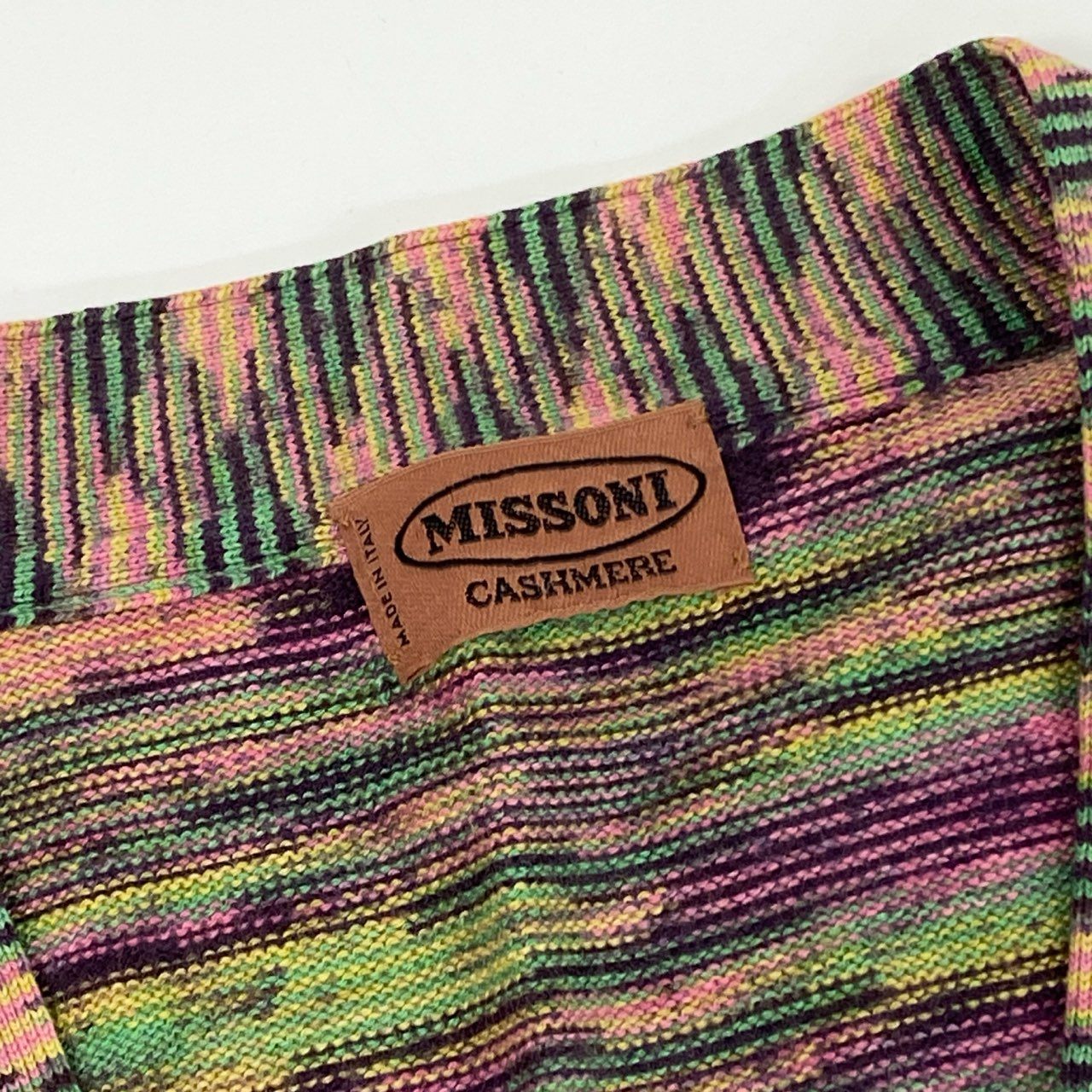 75j29 《美品》MISSONI ミッソーニ ニットカーディガン カシミヤ ボーダー Vネック イタリア製 72サイズ マルチカラー レディースu02t