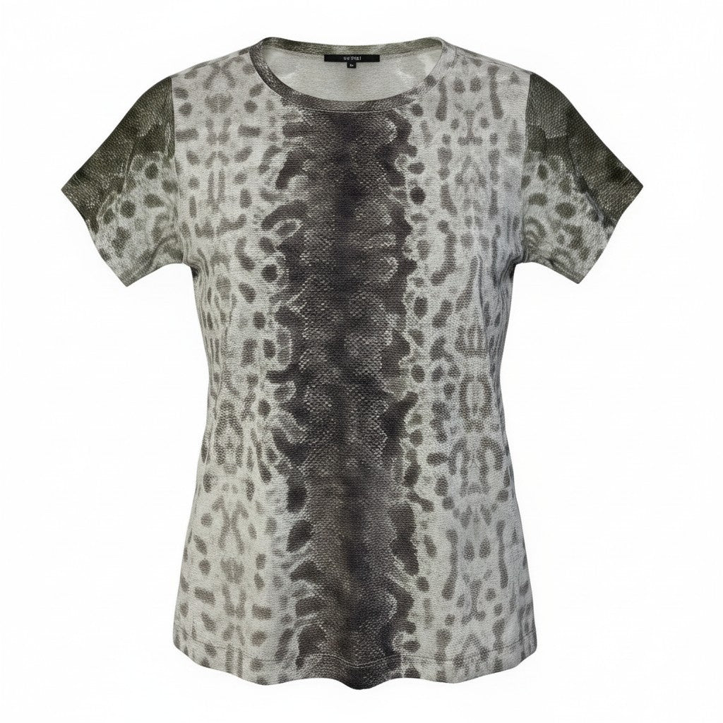 Ad15 GUCCI グッチ パイソンプリント シルクカットソー Python Print Silk T-Shirt White サイズM ホワイトt18r