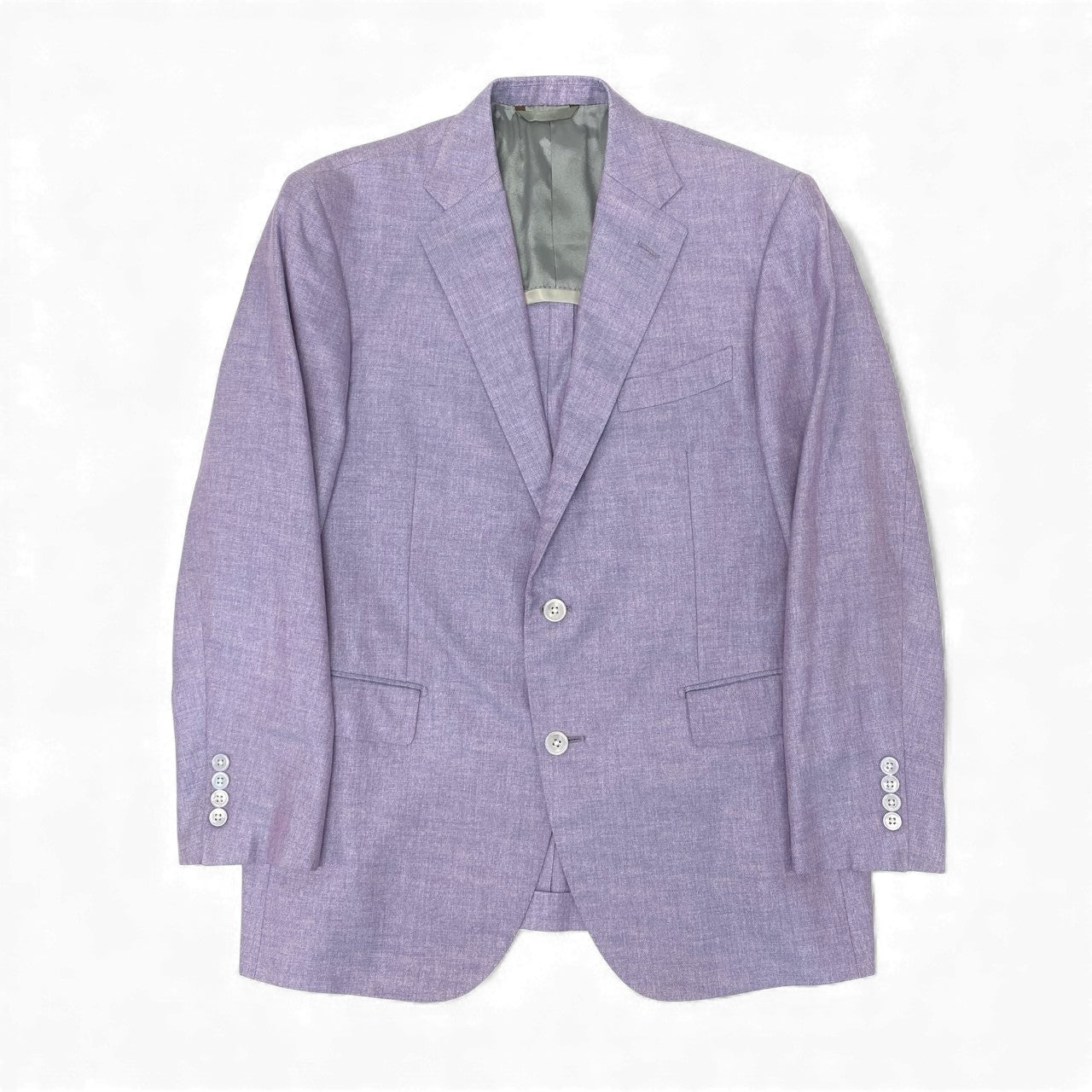 67L1 《美品》 mila schon ミラショーン テーラードジャケット シルクジャケット 背抜き シングル 2B メンズ 紳士服 48 パープル 絹100％u02t