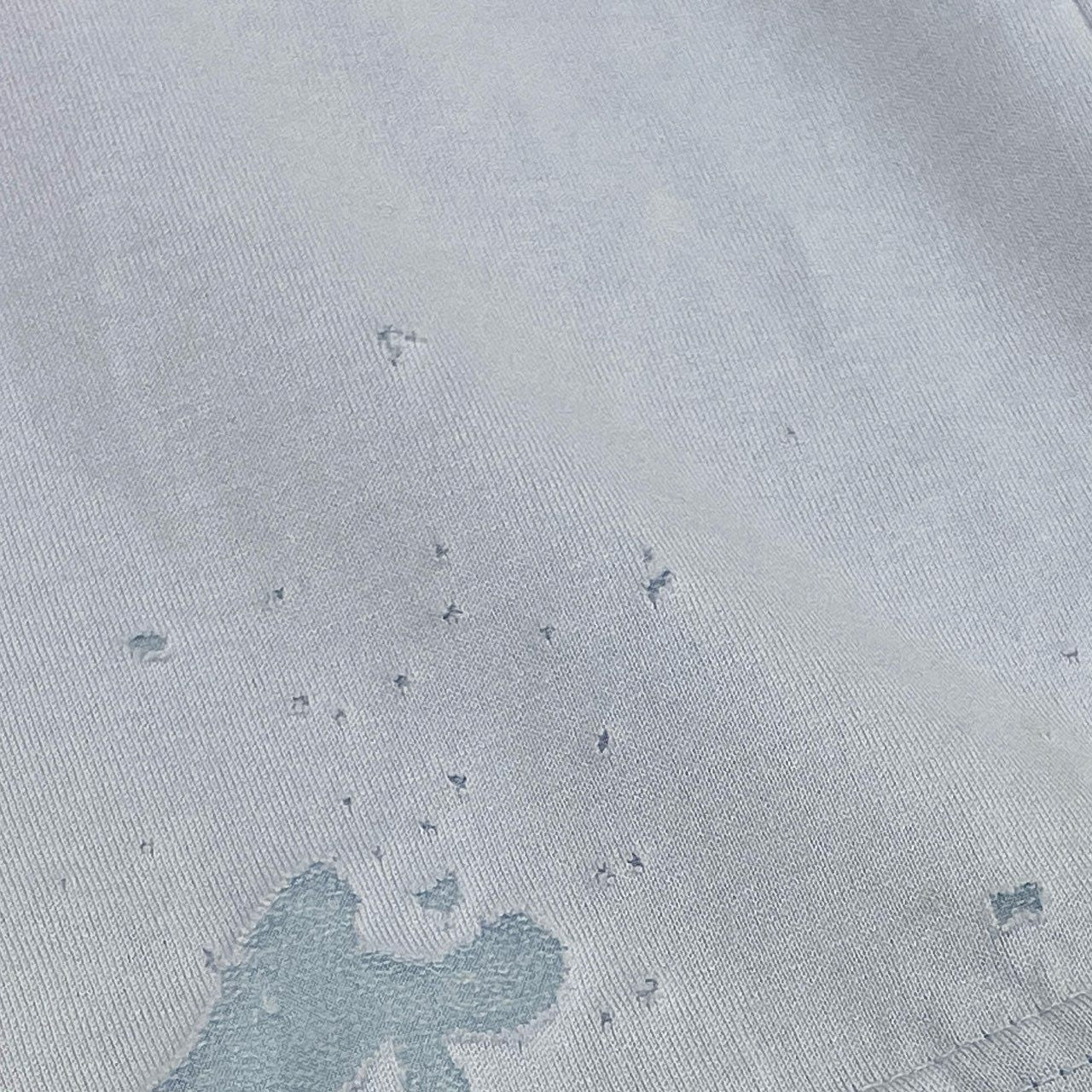 42a23《美品》 GIVENCHY ジバンシー デストロイ クラッシュ加工 半袖Tシャツ カットソー トップス M ライトブルー コットン メンズu02t