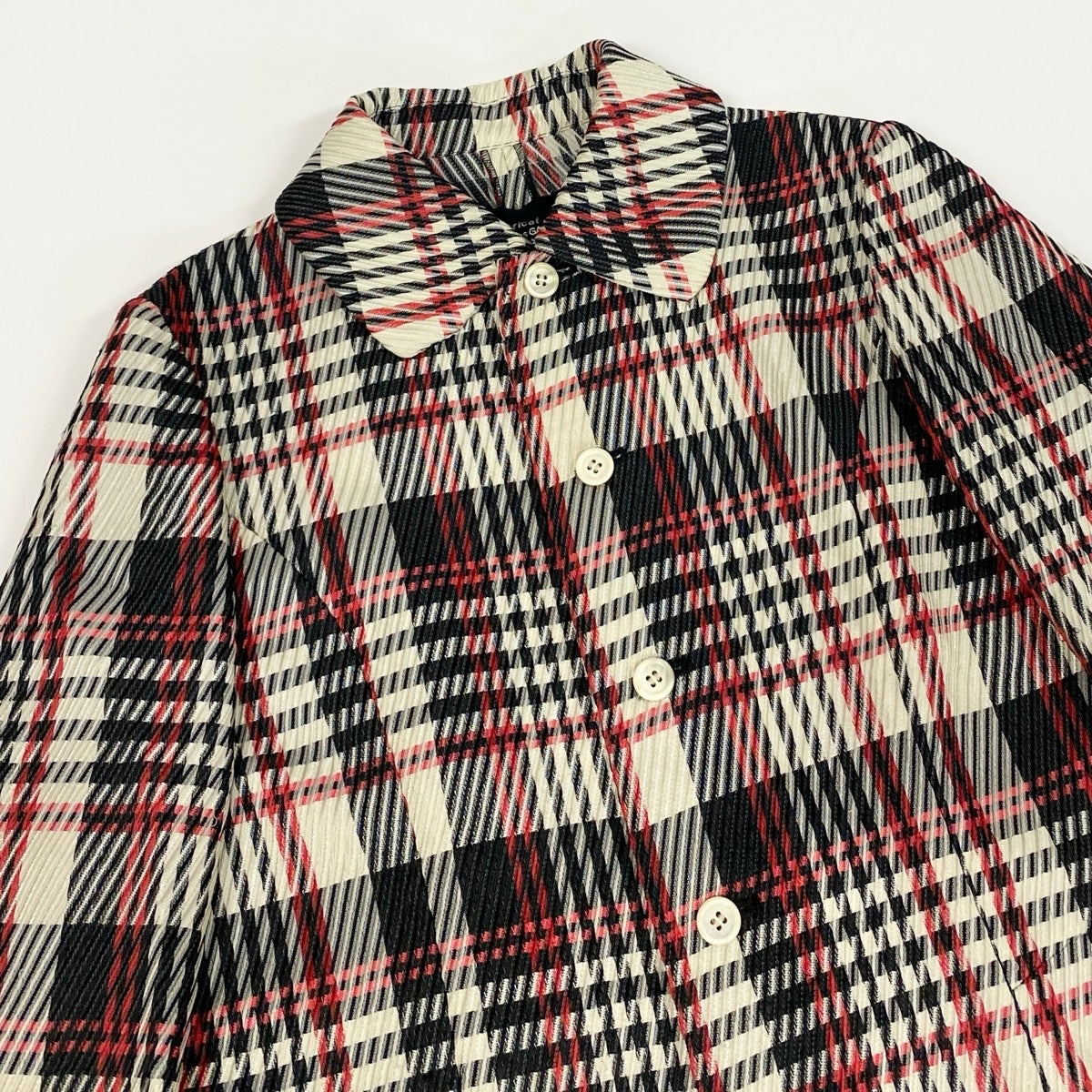 Af8 tricot COMME des GARCONS トリココムデギャルソン AD1996 90s チェック柄 ロングコート 日本製  TO-100060 ブラック レッド ホワイト ポリエステル レディースnu1