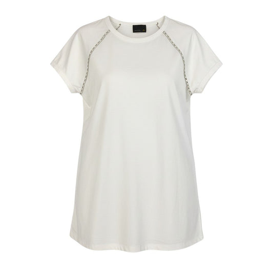 Eb20  FENDI フェンディ レザーパイピング 半袖Tシャツ カットソー 42 ホワイト レディースu02t