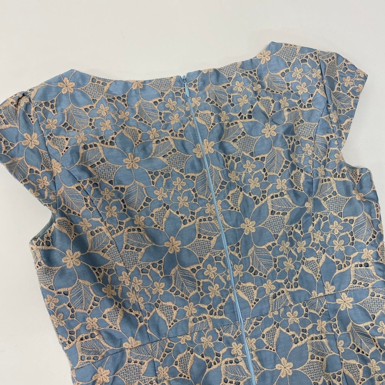 56e12 TOCCA トッカ 総刺繍キャップスリーブワンピース SUGAR STICK ドレスワンピース 0サイズ ブルー ベビーピンク レディース 女性用u02t