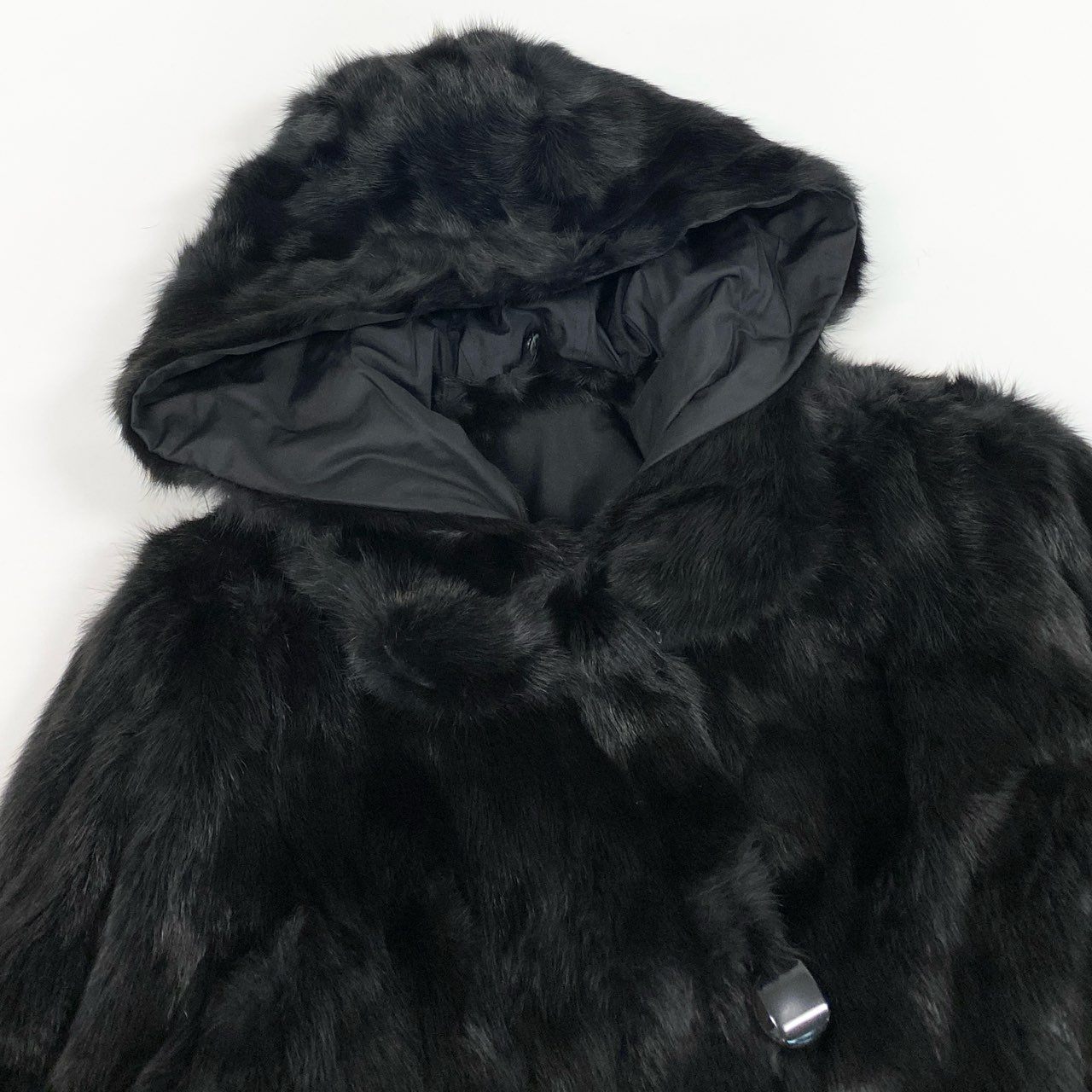 23a26 ロリスファー フード付 リバーシブル コート サイズF ブラック 本毛皮 Loris Fur Coatt18r