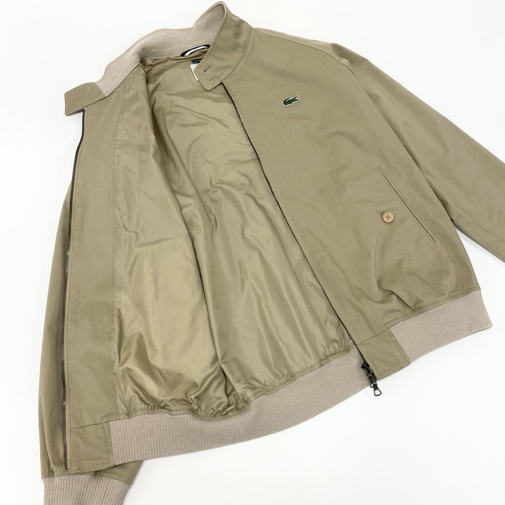 66a12 《美品》 LACOSTE × BEAMS ラコステ ビームス別注 ハリントンスウィングトップジャケット ブルゾン ダブルジップ ワニワッペン バックロゴ メンズ 紳士服 BH021PL US S ベージュu02t