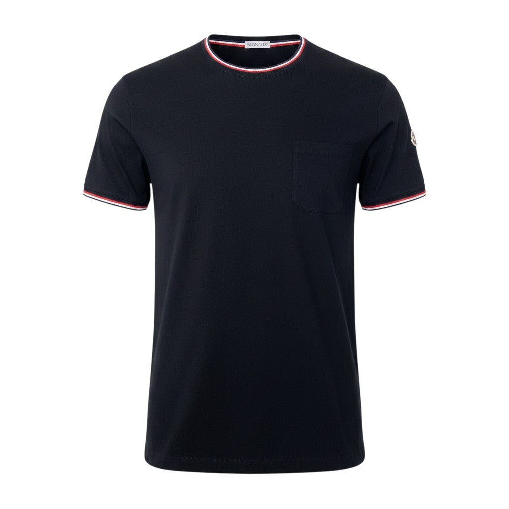 If18 MONCLER モンクレール トリコスリーブ Tシャツ Tricolor Trim Sleeve T-Shirt サイズM ブラックt18r