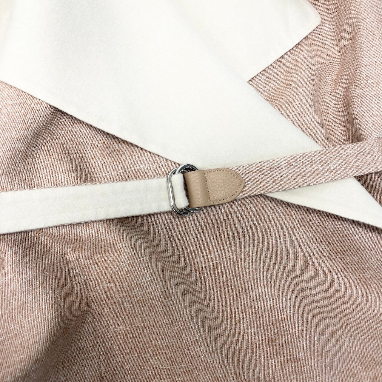 E 【未使用保管品】 タグ付 HERMES エルメス ダブルフェイス ラップコート スリーブレス ロングコート 38 ピンクベージュ カシミヤ レディースnu1