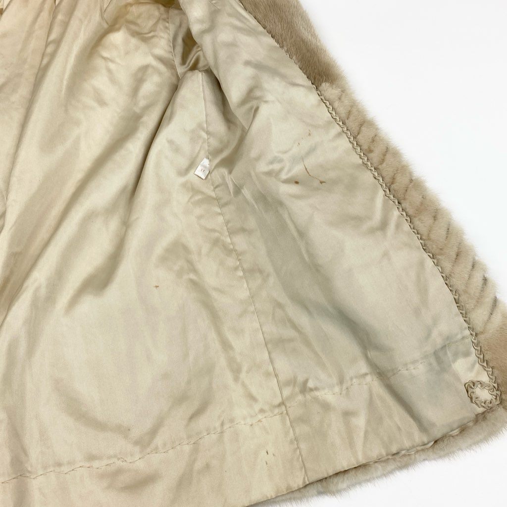 10L15 パールミンク ファーコート サイズ11号 ホワイト 本毛皮 PEARL MINK FUR ポケット有t18r