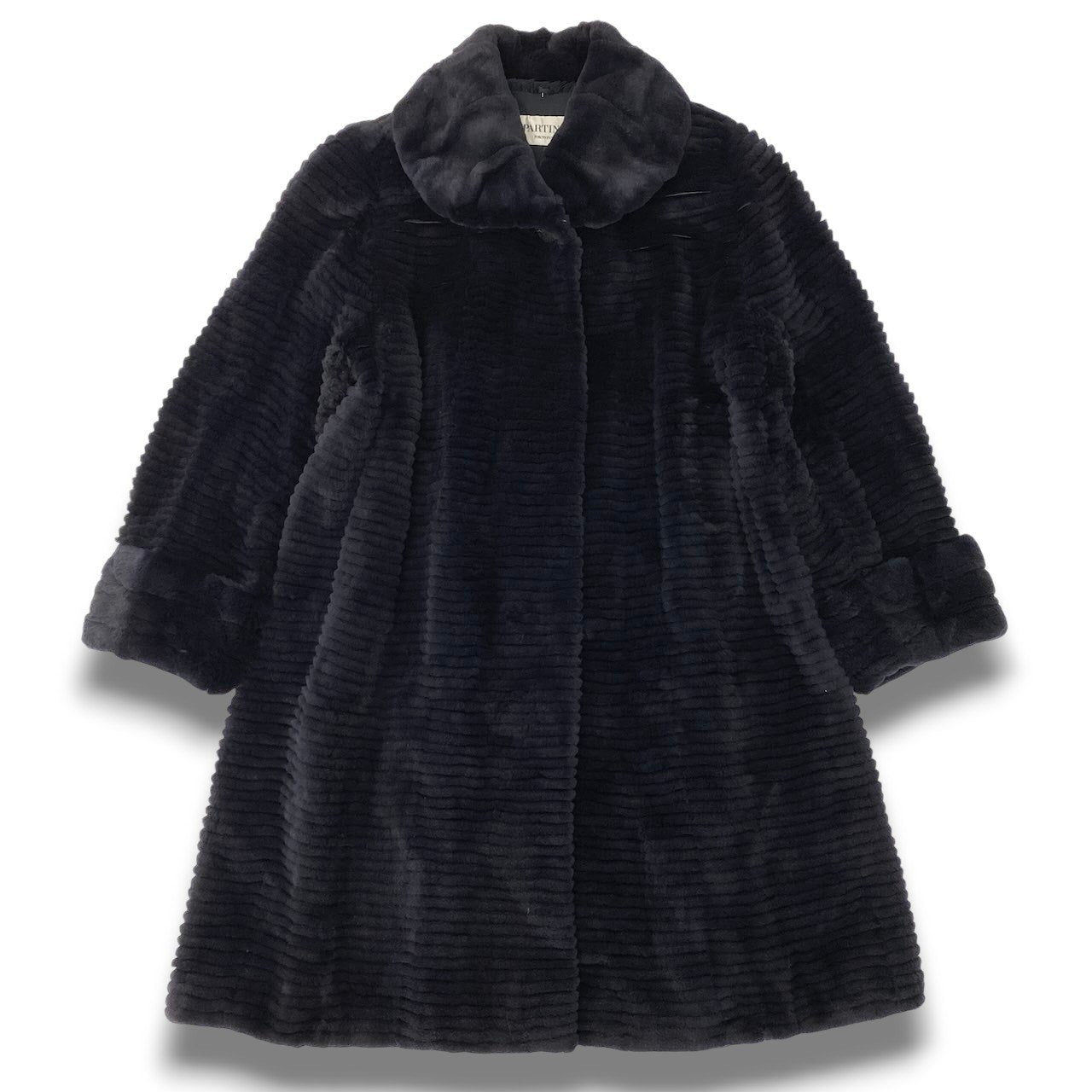 70c4 PARTINA パルティナ シェアード 染めミンク ロングコート サイズF ブラック 本毛皮 Mink Fur Long Coatt18r