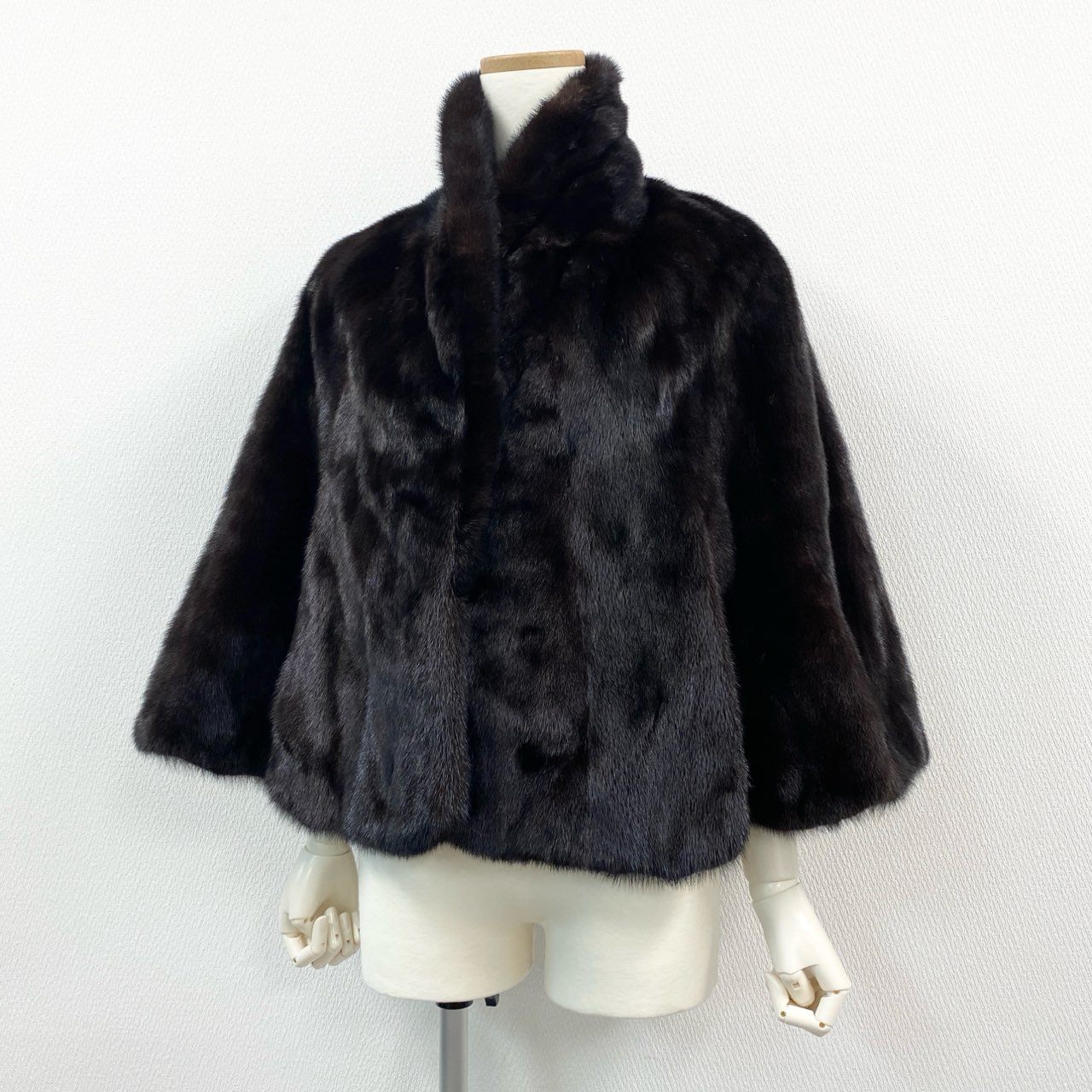 49k19 マホガニーミンク ケープ ポンチョ ダークブラウン 本毛皮 MINK FUR リアルファー コート ショール 羽織t18r