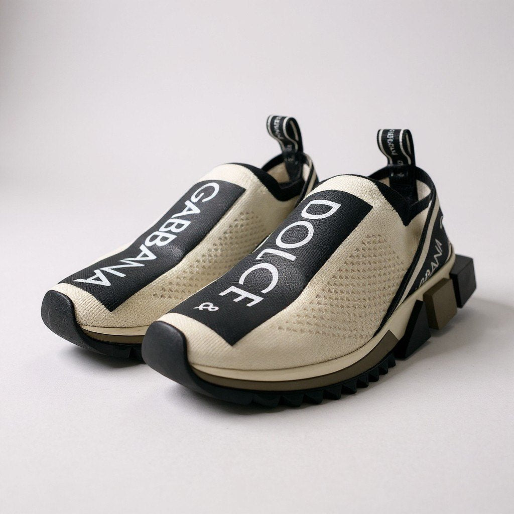 2a5 DOLCE&GABBANA ドルチェアンドガッパーナ ソレント ロゴ ニットスニーカー ロートップスニーカー シューズ ホワイト ブラック メンズk02i