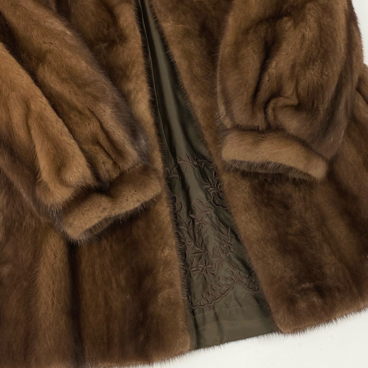 77L8 SAGA MINK サガミンク 銀サガ デミバフミンク ファーコート サイズ13号 ブラウン 最高級本毛皮 MINK FUR ポケット有t18r