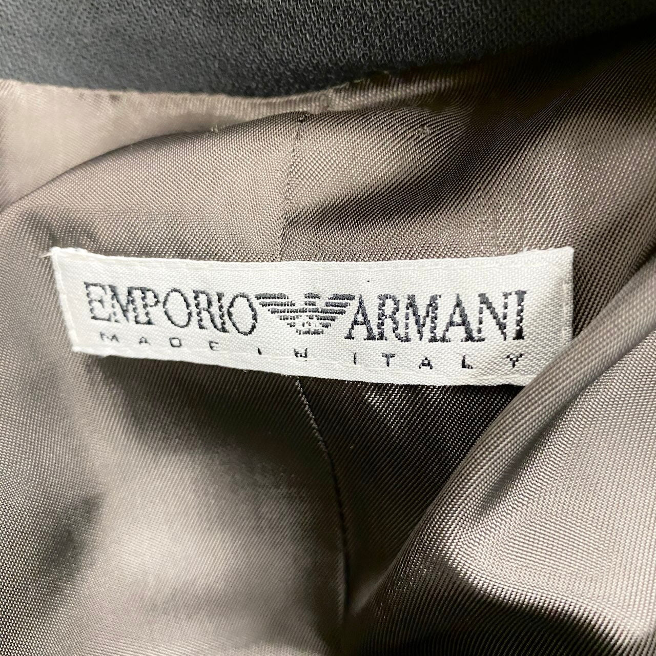 73e15 EMPORIO ARMANI エンポリオアルマーニ ハイネック ジャケット 羽織 VINTAGE イタリア製 38 グリーン ウール レディースo07t