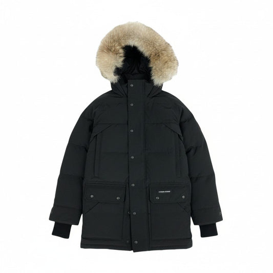 33L4【美品】CANADA GOOSE カナダグース エモリーパーカー ダウンジャケット  ファーフード アウター 2580MA Lサイズ ブラック メンズu02t