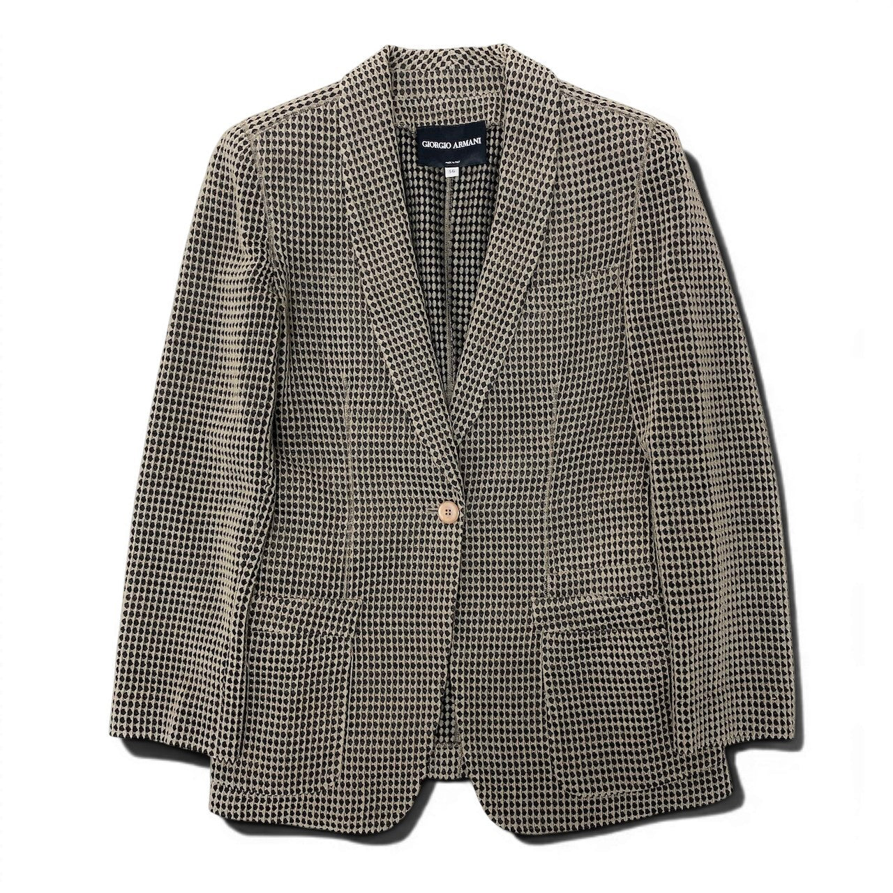 90g24 GIORGIO ARMANI ジョルジオアルマーニ BORGO21 テーラードジャケット 立体 総柄 サイズ36 ベージュ ブラック レディース 女性用u02t