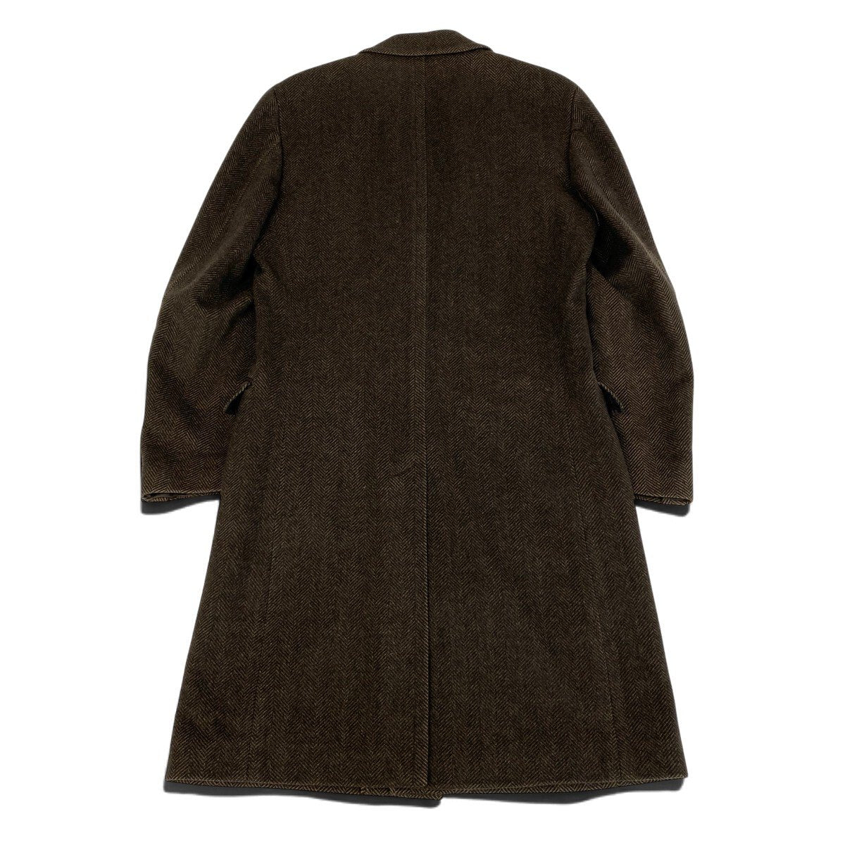 32j14 Zegna ゼニア ロングチェスターコート ウールコート ヘリンボーン アウター 48Rサイズ ブラウン ウール100％ メンズ 男性用u02t