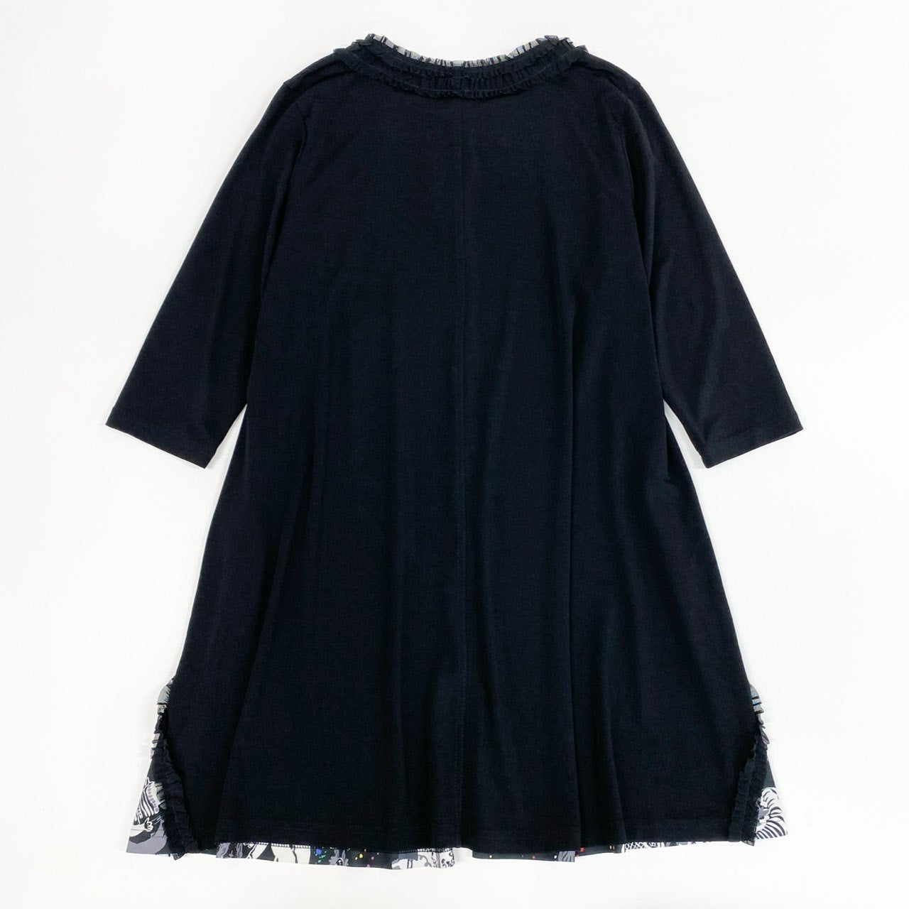 3k19《美品》 TOKUKO 1er VOL トクコプルミエヴォル ロングワンピース シャツワンピース 前開き Aライン プリント 9 ブラック レディースu02t