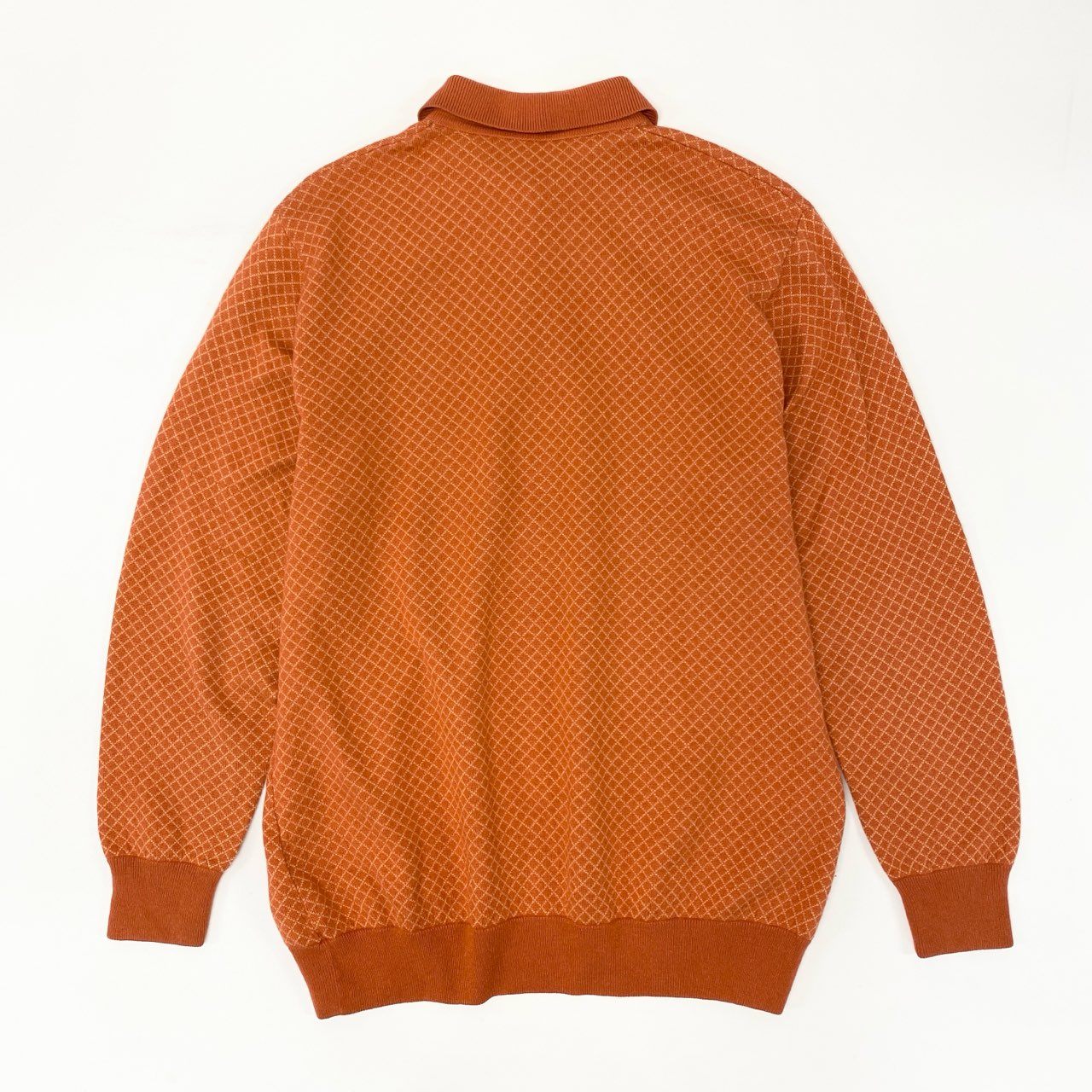 8j10 Loro Piana ロロピアーナ イタリア製 長袖ポロシャツ ロングスリーブ トップス 大きいサイズ カシミア 54 XLサイズ相当 オレンジ カシミヤ シルク メンズo07t