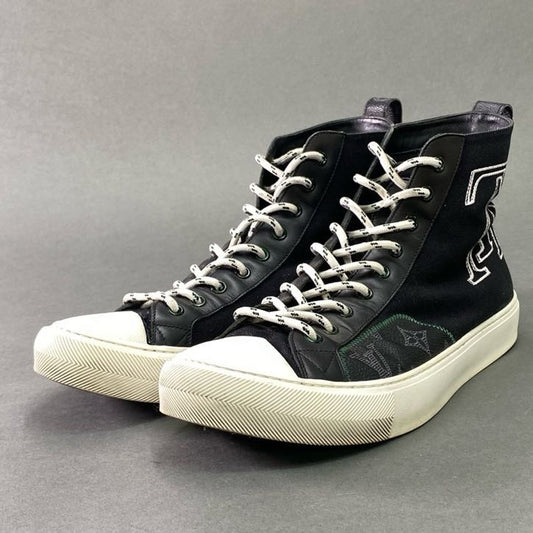 4f4 LOUIS VUITTON ルイヴィトン タトゥーライン LV ハイカットスニーカー 8 ブラック シューズ イタリア製
