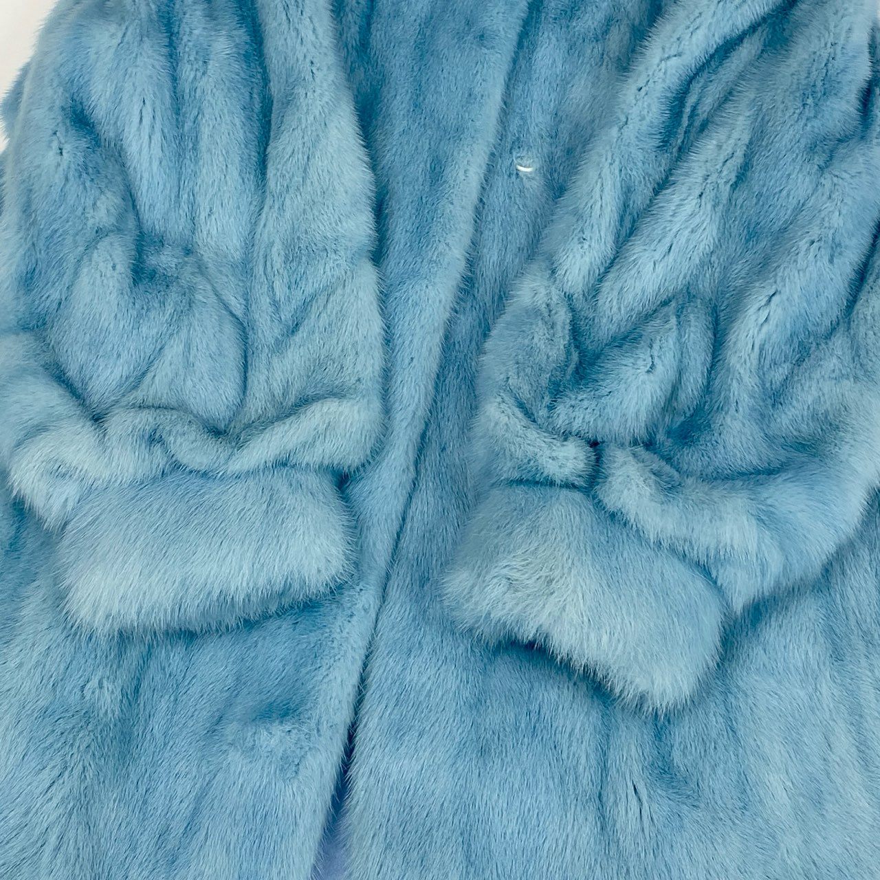 9k2《超希少》 最高級毛皮 ミンク ロングコート 96cm ライトブルー 水色 裾ウェーブ リアルファー MINK FUR 毛並み◎ 毛質◎t18r