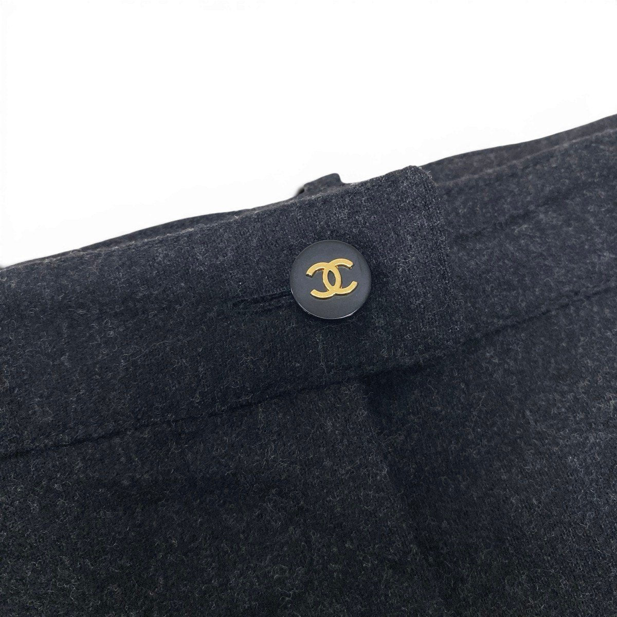 Cf26 CHANEL BOUTIQUE シャネル ブティック  ウールスカート ココマーク ロゴボタン ロングスカート タイトスカート レディース 女性用 グレーu02t