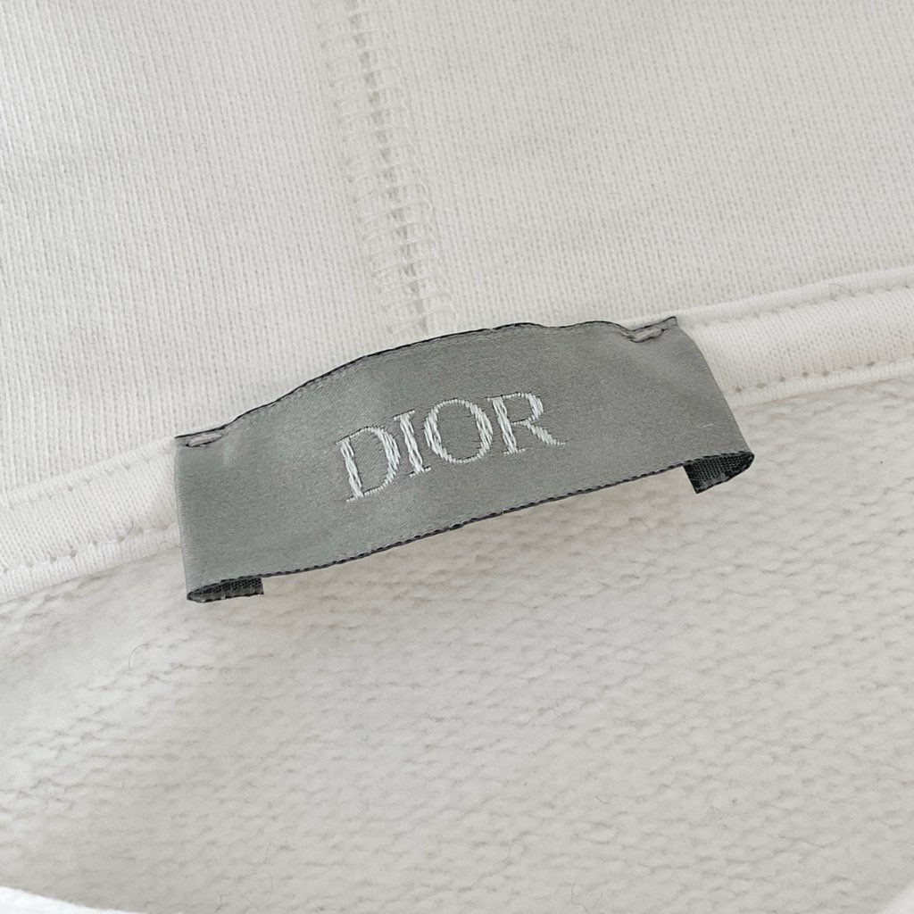 52h13 Dior ディオール Flowers Logo Embroidery Hoodie ロゴプリント プルオーバー パーカー フーディ 113J688A0531 Lサイズ ホワイト コットン イタリア製