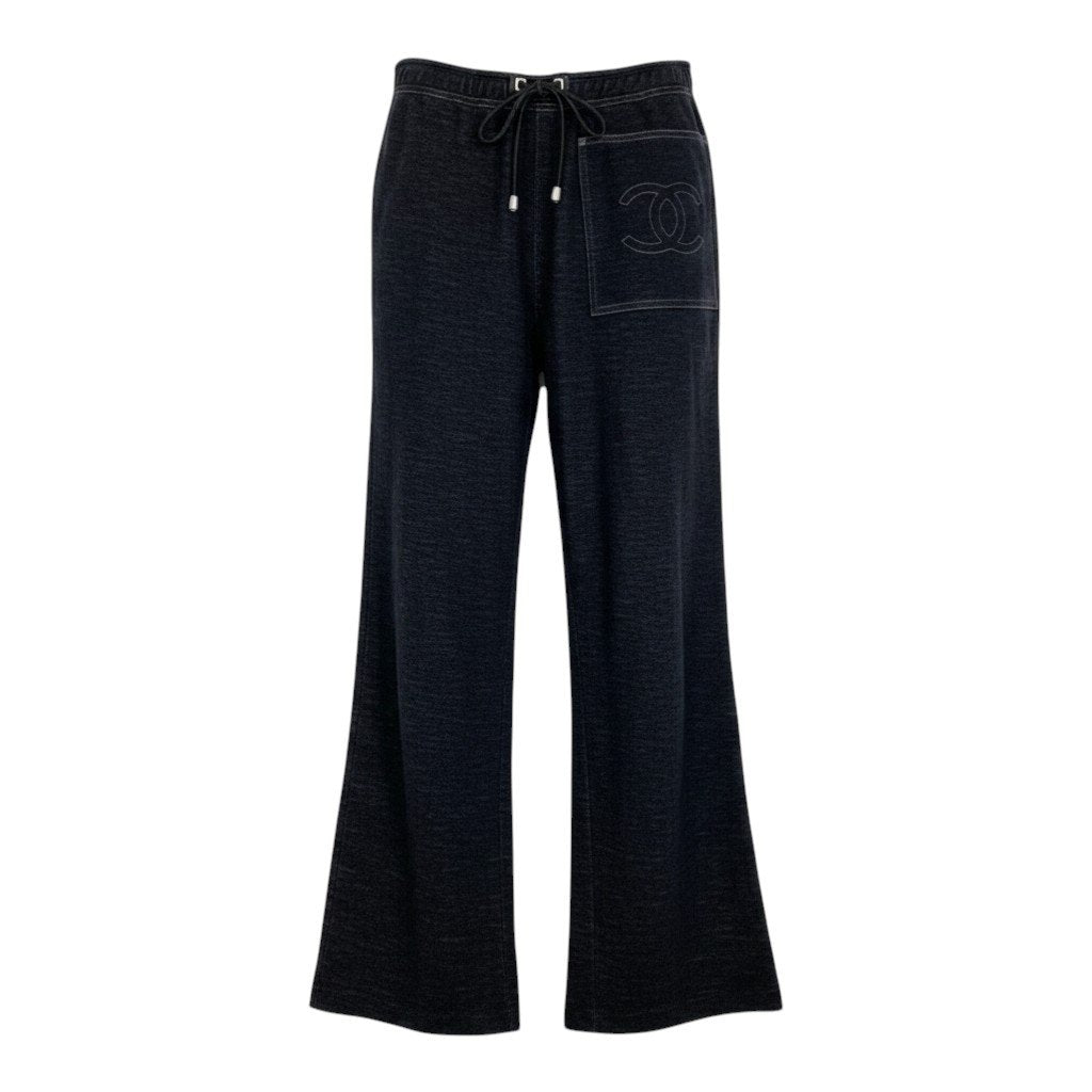 Ci4 【美品】CHANEL ココマーク コットンウールパンツ P21695 38サイズ ダークグレー レディース 女性用u02t