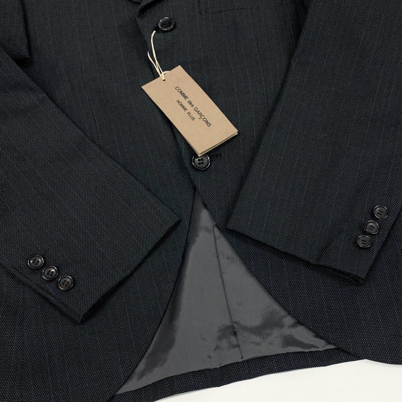 Ab10【極美品】COMME des GARCONS HOMME PLUS コムデギャルソンオムプリュス 2004 テーラードジャケット ピンストライプ 日本製 PN-J028 Sサイズ グレー メンズ 男性用k02i