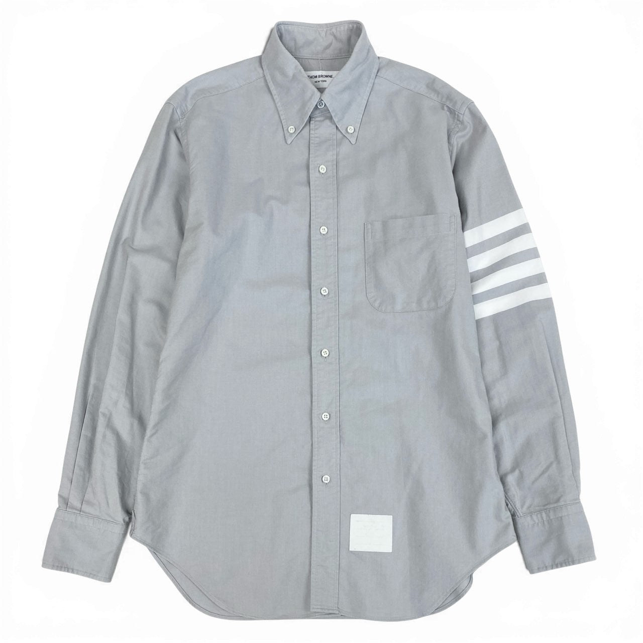 63a30 THOM BROWNE トムブラン 4BARストライプ 長袖シャツ ロングスリーブ 2 グレー コットン メンズo07t