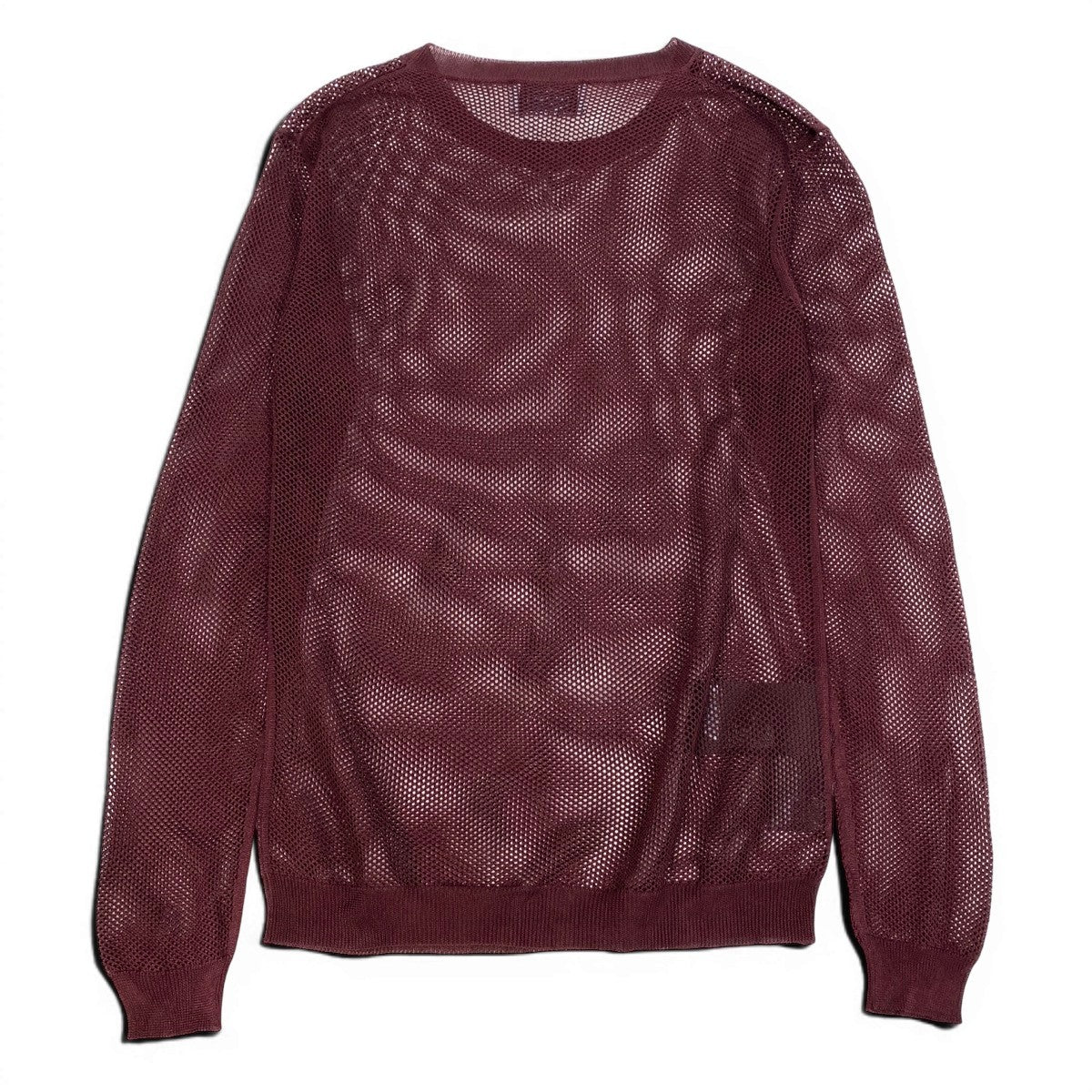 Ee19【美品】PRADA ロングスリーブニット メッシュニット イタリア製 42サイズ バーガンディ レーヨン100％ レディース 女性用u02t