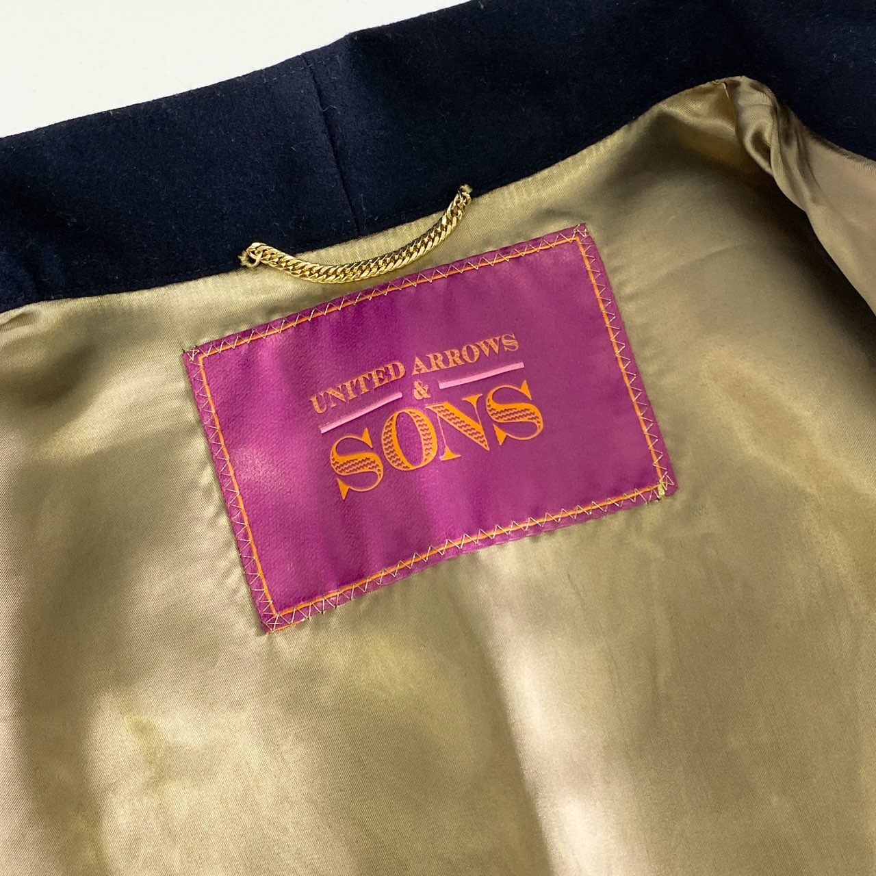 49k8 UNITED ARROWS & SONS ユナイテッドアローズアンドサンズ 大きいサイズ 日本製 はんてん ジャケット 羽織  5522-299-0065 XLサイズ ネイビー ウール