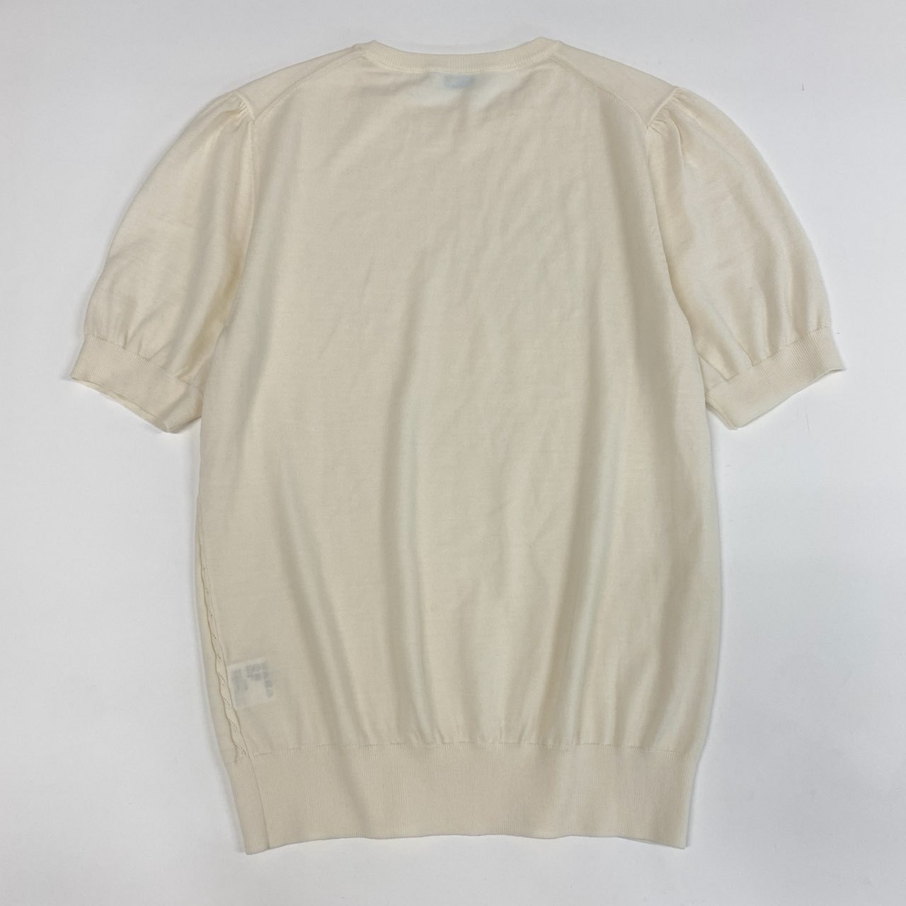 2j27 Cruciani クルチアーニ 半袖ニット ニットセーター クルーネック 薄手 ウール100％ 40サイズ アイボリー レディースu02t