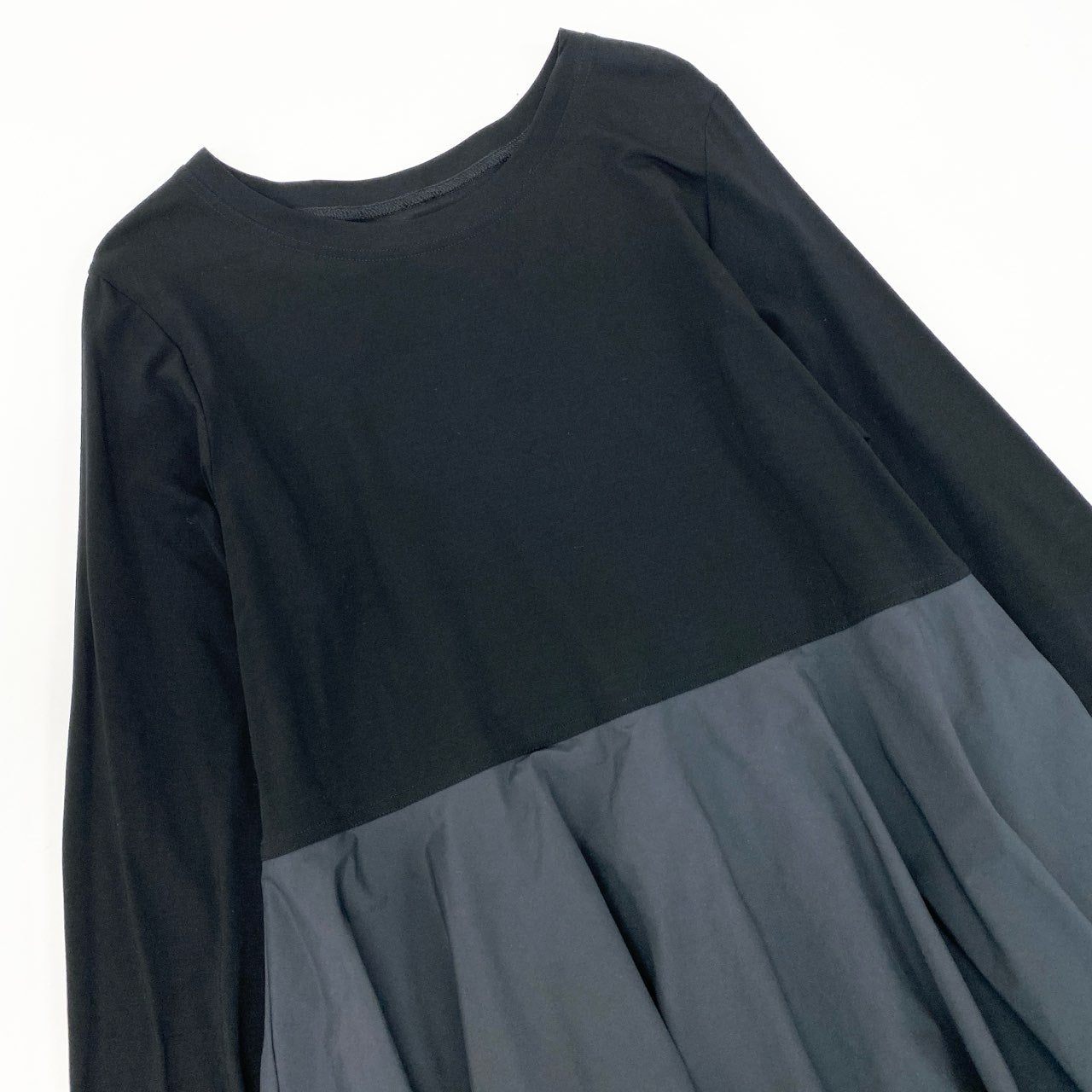 18k20 TOKUKO 1er VOL トクコプルミエヴォル ドッキングワンピース 異素材切替 長袖ワンピース 花柄レース レディース 女性用 9  ブラックu02t