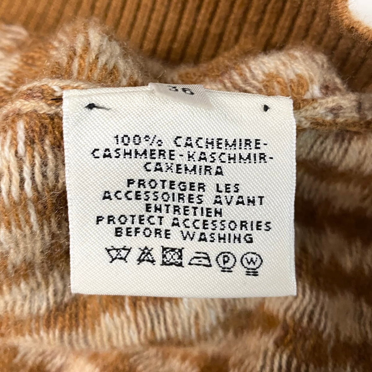 90j27 【美品】HERMES カシミヤロングスリーブニットセーター ボトルネック 千鳥格子 トップス 36サイズ ベージュ ブラック カシミヤ100％ メンズ 男性用u02t