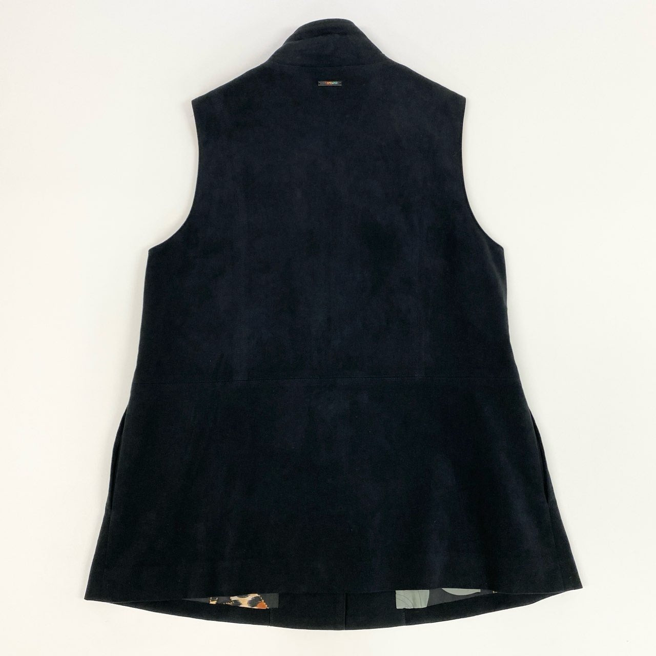 4k7 LEONARD SPORT レオナールスポーツ ジレベスト ロングべスト 美しい花柄プリント スエードレザー  40 ブラックo07t