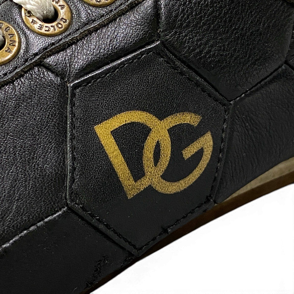 1g8 DOLCE&GABBANA ドルチェアンドガッパーナ サッカーボール DGロゴ ローカットスニーカー シューズ CA0194 ブラック レザー メンズ 男性用o07t