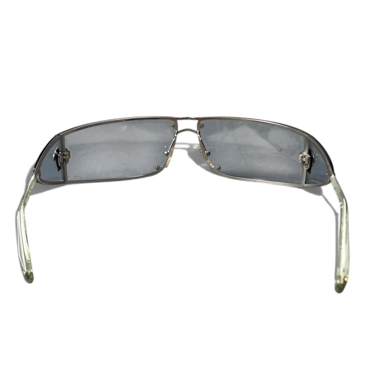 h20 VERSACE ヴェルサーチ サイドレンズサングラス Side-Shield Sunglasses MOD.N23 シルバー クリアブルーt18r