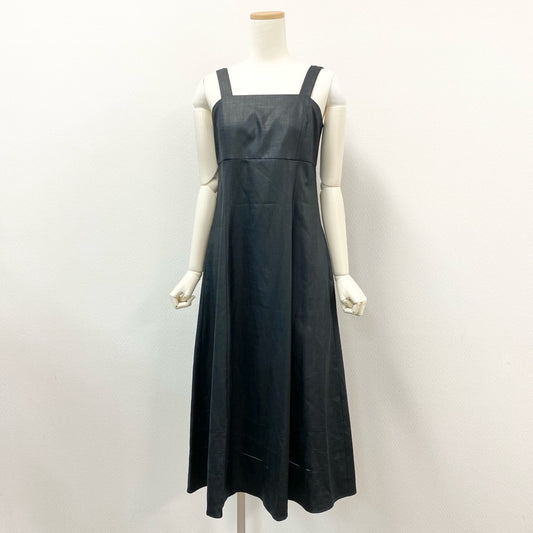 8j10 《未使用》 FOXEY NEW YORK フォクシーニューヨーク Dress Sabina 定価￥68.200 キャミソールワンピース リネン調 ストレッチ レディース 女性用 44430 38 ブラック ポリエステルu02t