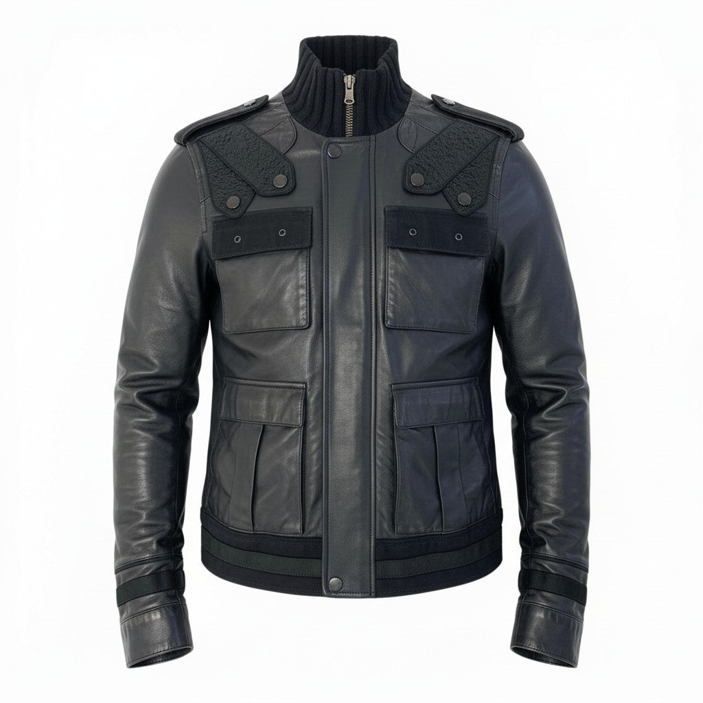 24c16 Roberto Cavalli ロベルトカヴァリ レザージャケット ライダースジャケット アウター 50サイズ ブラック レザー メンズ 男性用u02t