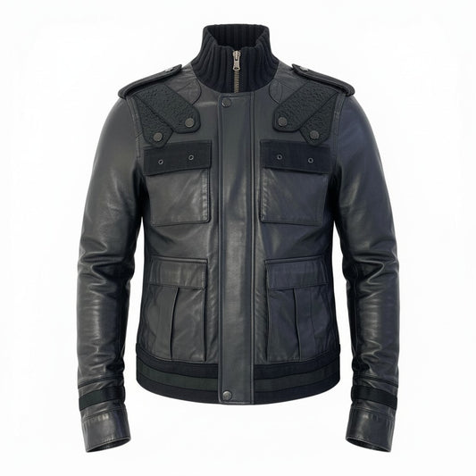 24c16 Roberto Cavalli ロベルトカヴァリ レザージャケット ライダースジャケット アウター 50サイズ ブラック レザー メンズ 男性用u02t
