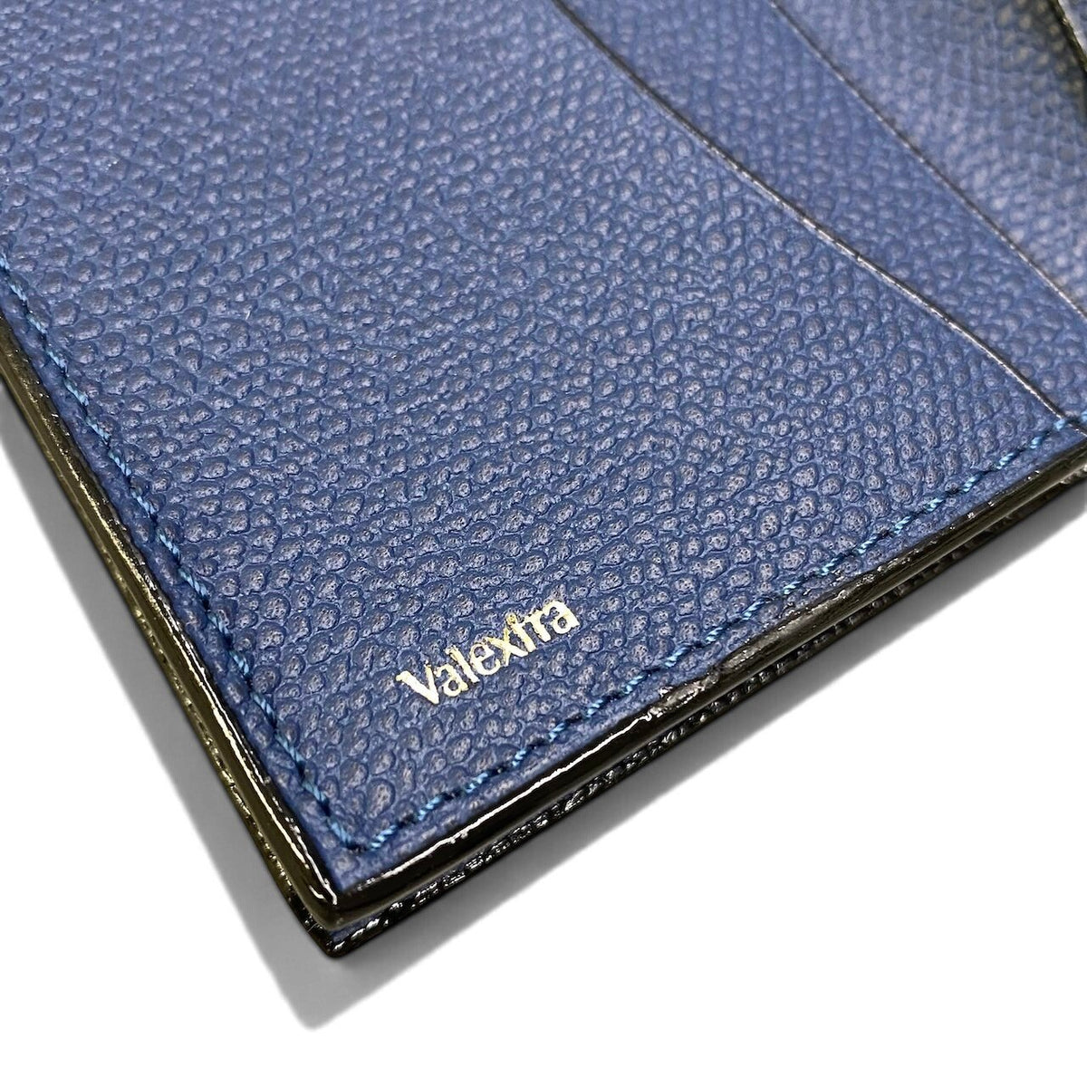 i13 【未使用新品】 Valextra ヴァレクストラ カードケース 名刺入れ 型押しレザー ネイビー メンズ 紳士用k02i