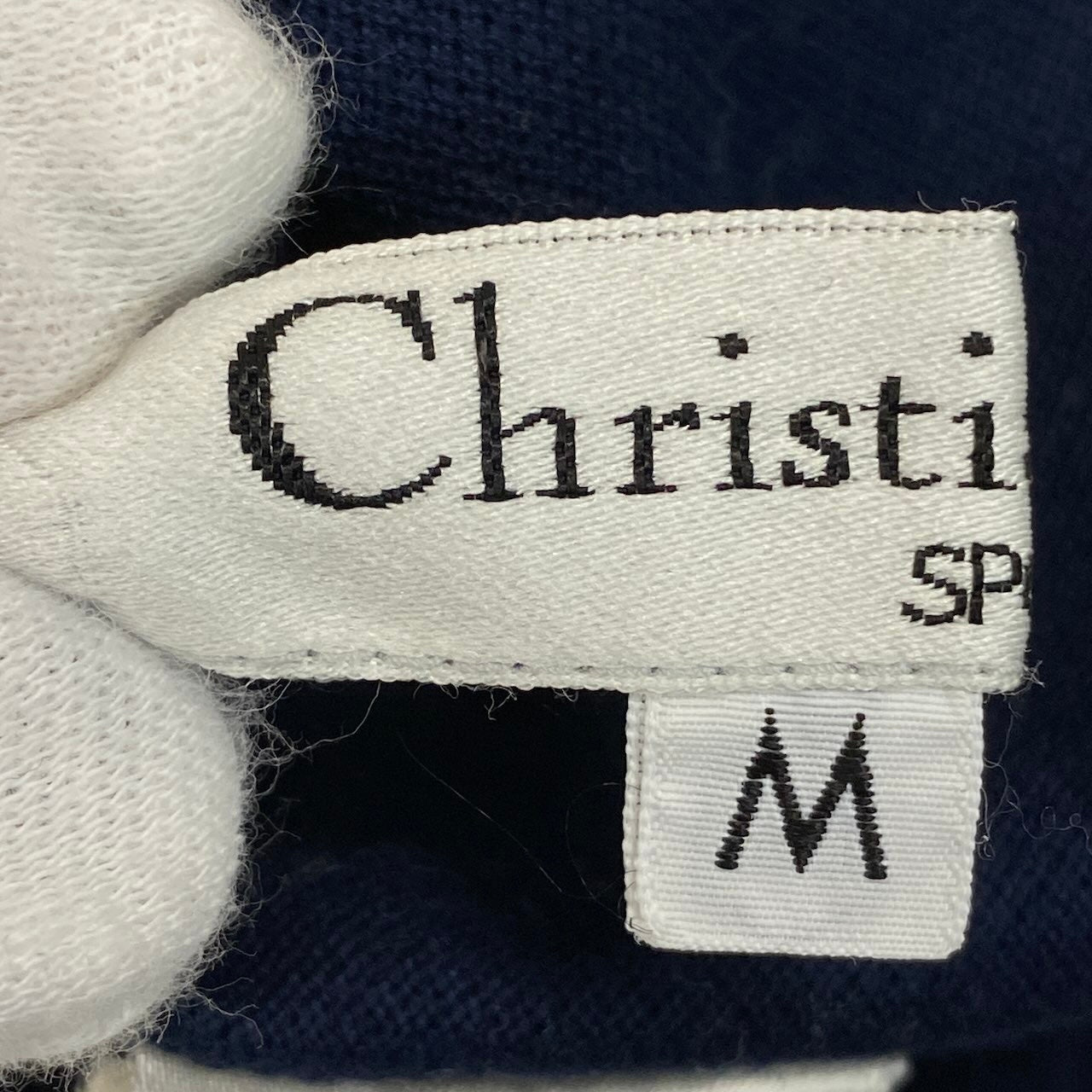 Ec27 Christian Dior クリスチャンディオール コットンTシャツ ブランドロゴ刺繍 トップスカットソー Mサイズ ネイビー コットン100％ レディース 女性用u02t