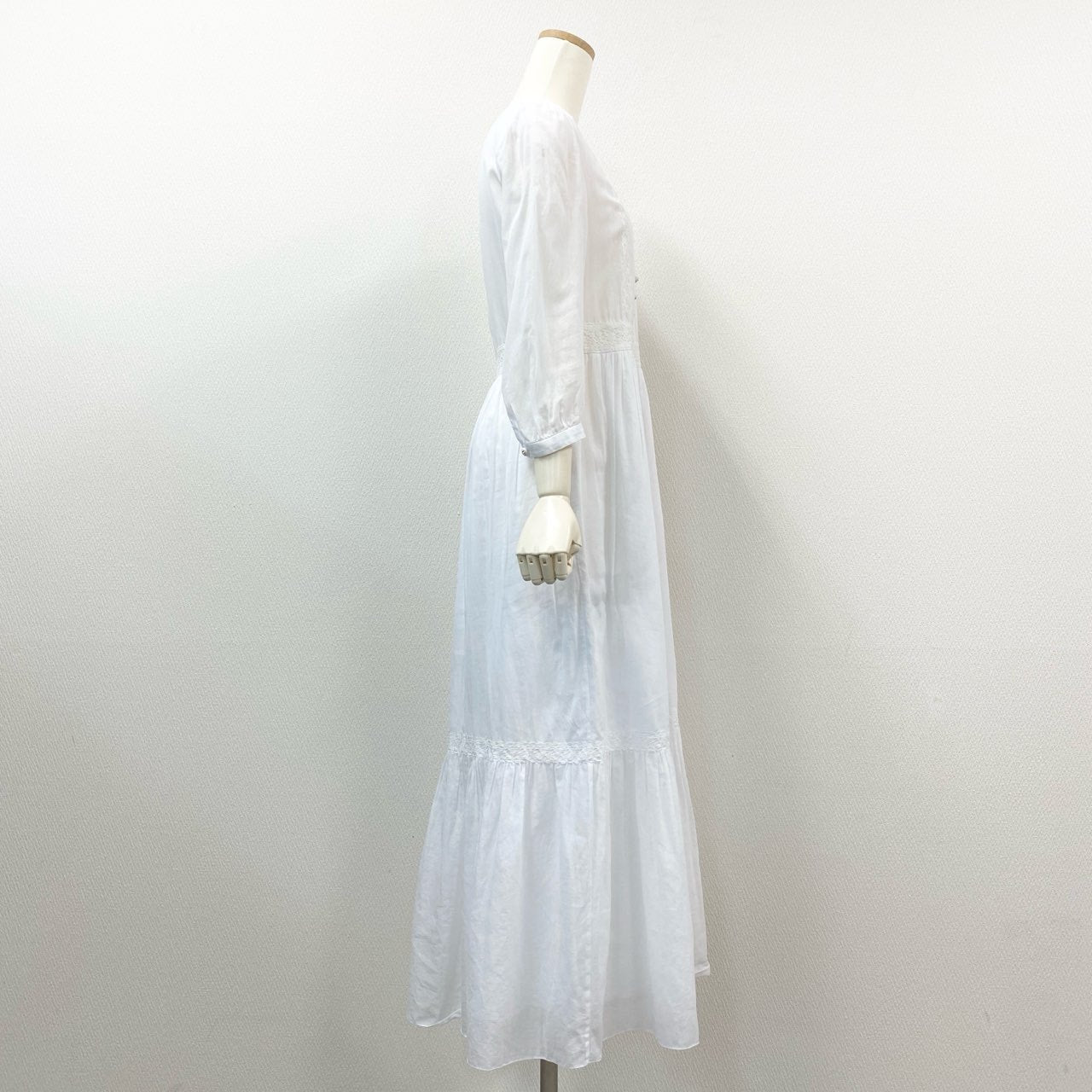 4k23 CELINE セリーヌ  コットンツイル マカダムボタン マキシドレス MAXI DRESS ワンピース サイズ36 ホワイト レディースk02i